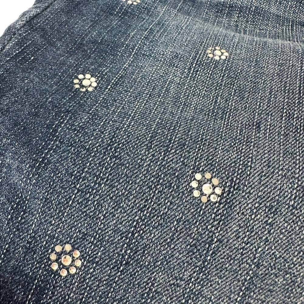 Rhinestone Denim Shorts Torrid Size 24 Stretch Blue Jean Cut Offs Medium Wash - Picture 4 of 8